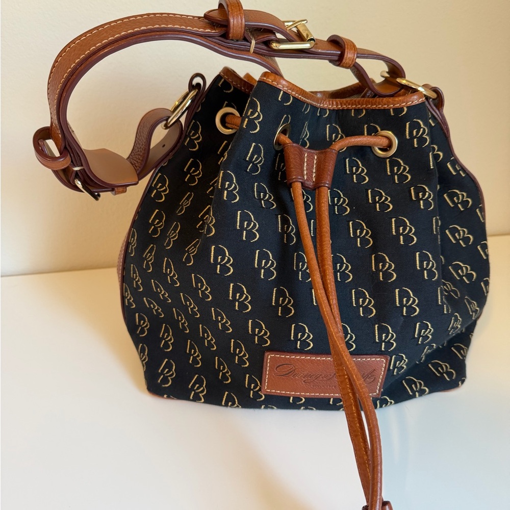 Dooney & Bourke Drawstring Bucket Bag  Canvas Leather Trim